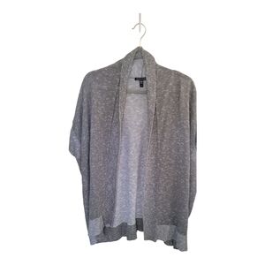 Eileen Fisher Organic Cotton Linen Slub Open Cardigan Smoke Size S/M